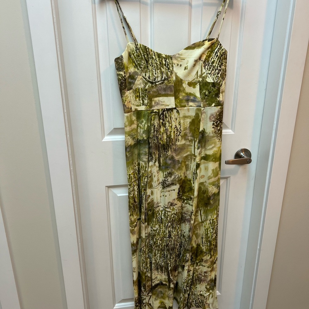 Zara Green and Cream Midi Dress